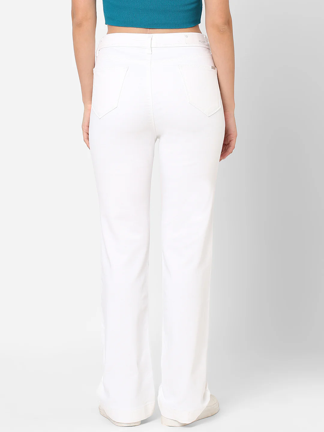 Women White High-Rise Mini Flare Jeans - Image 5
