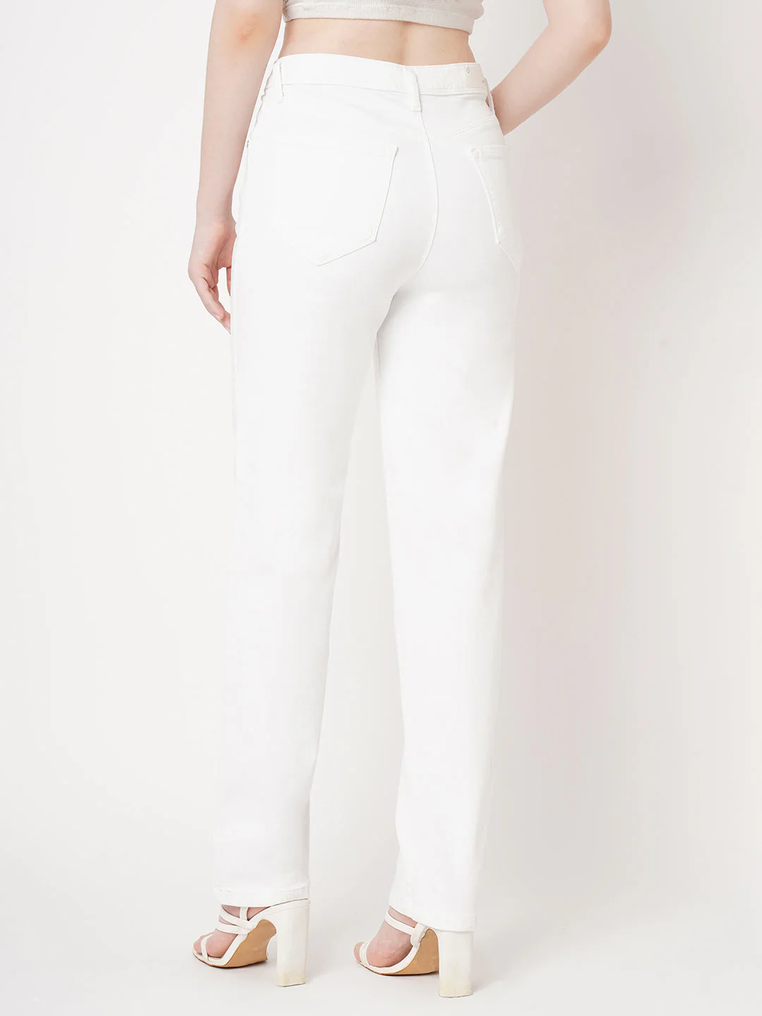 Women White High-Rise Relax Straight Jeans - Image 3