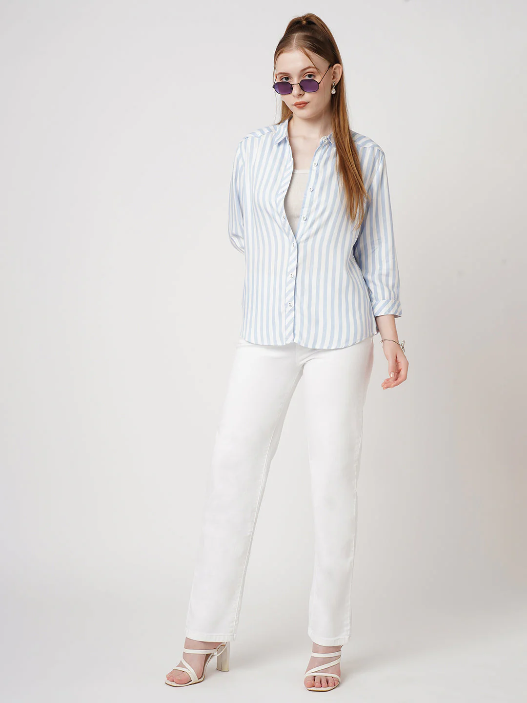 Women White High-Rise Relax Straight Jeans - Image 4