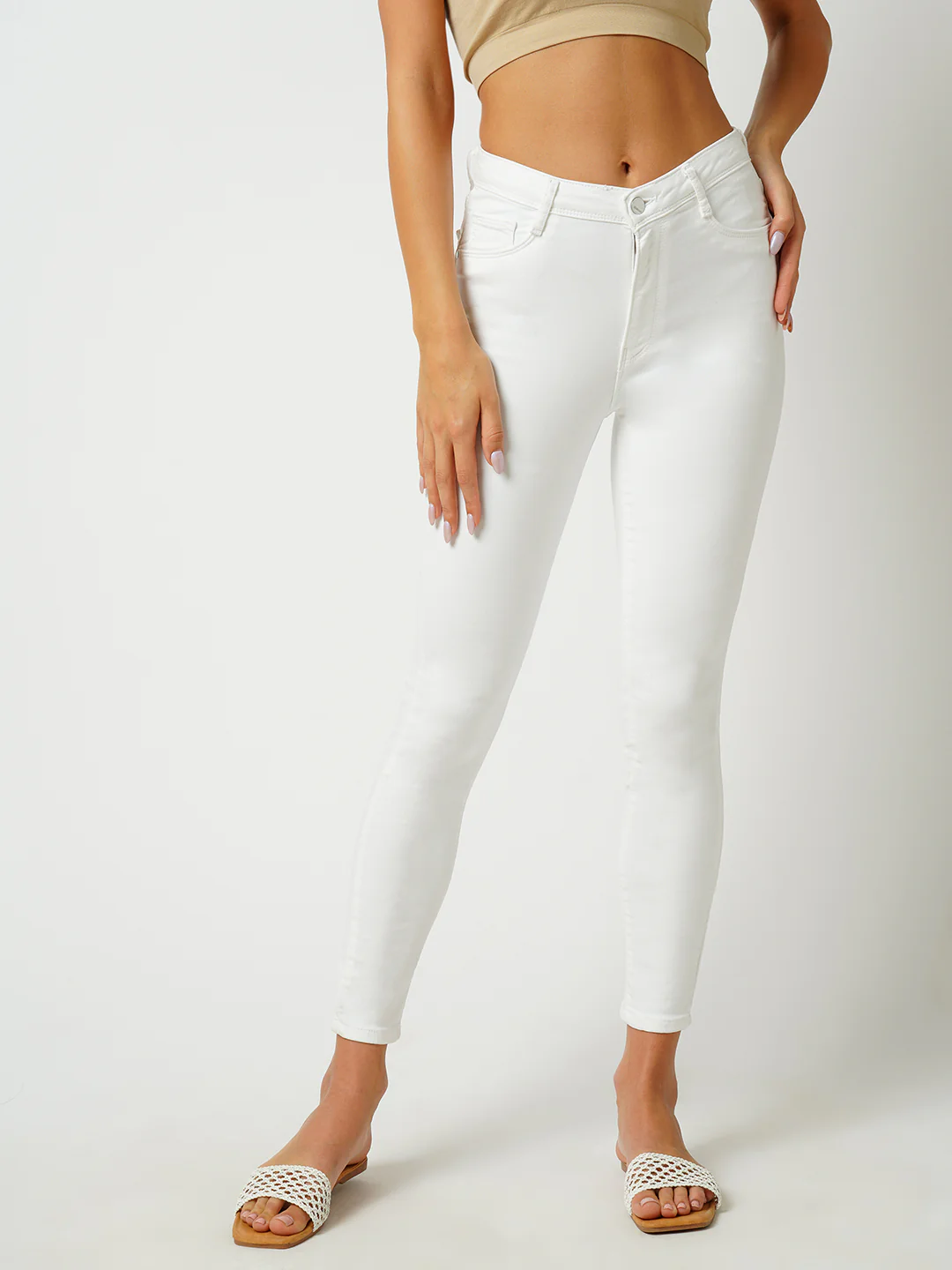 Women White High-Rise Skinny Jeans - Image 2
