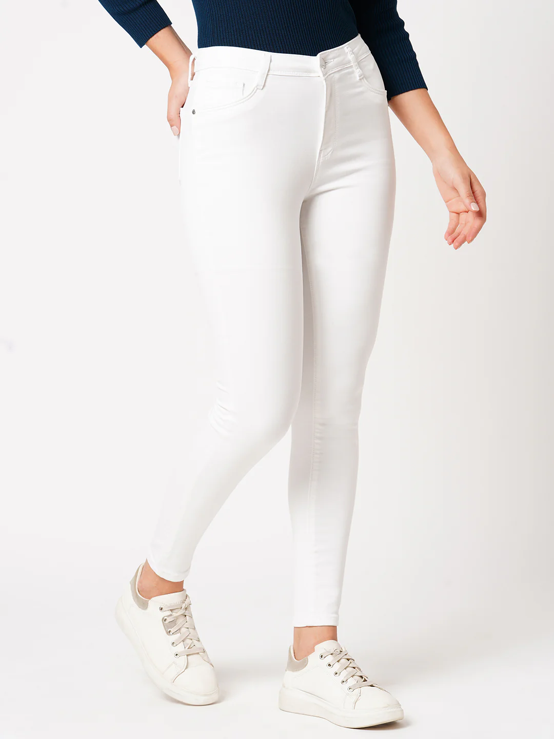 Women White High-Rise Skinny Jeans - Image 6