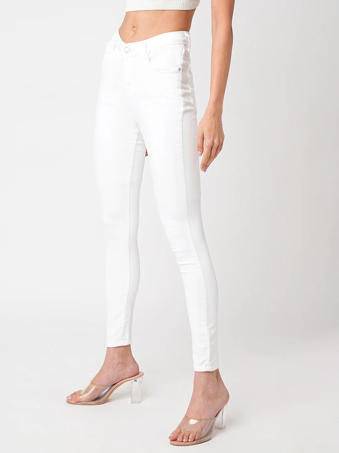 Women White High-Rise Skinny Jeans - Image 4