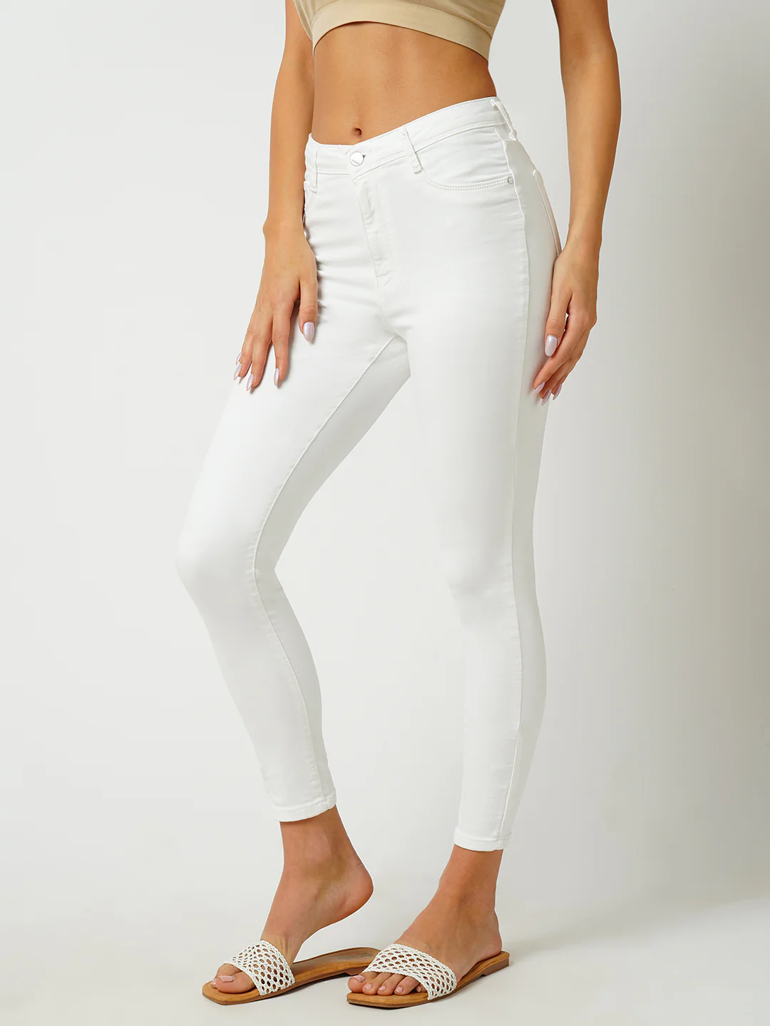 Women White High-Rise Skinny Jeans - Image 5