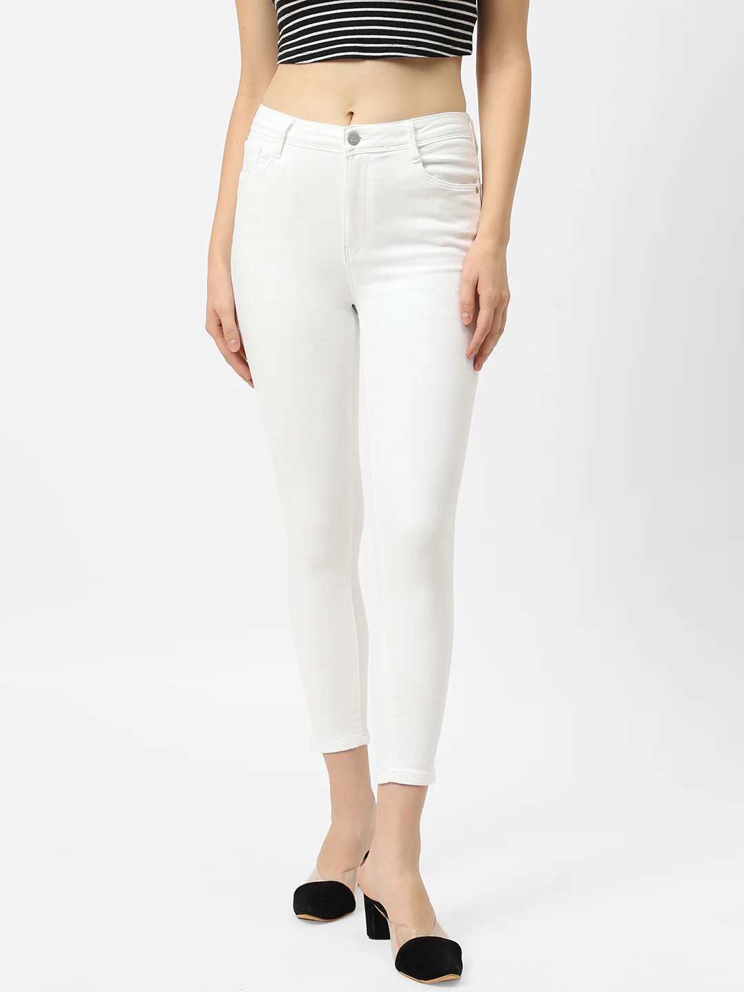 Women White High-Rise Skinny Jeans - Image 2