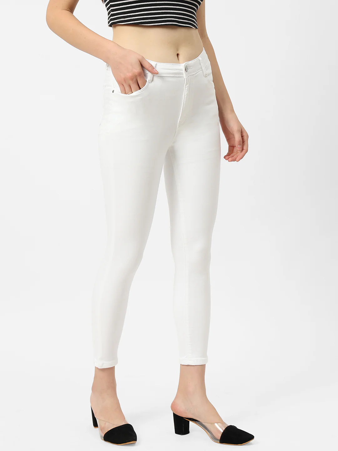 Women White High-Rise Skinny Jeans - Image 4