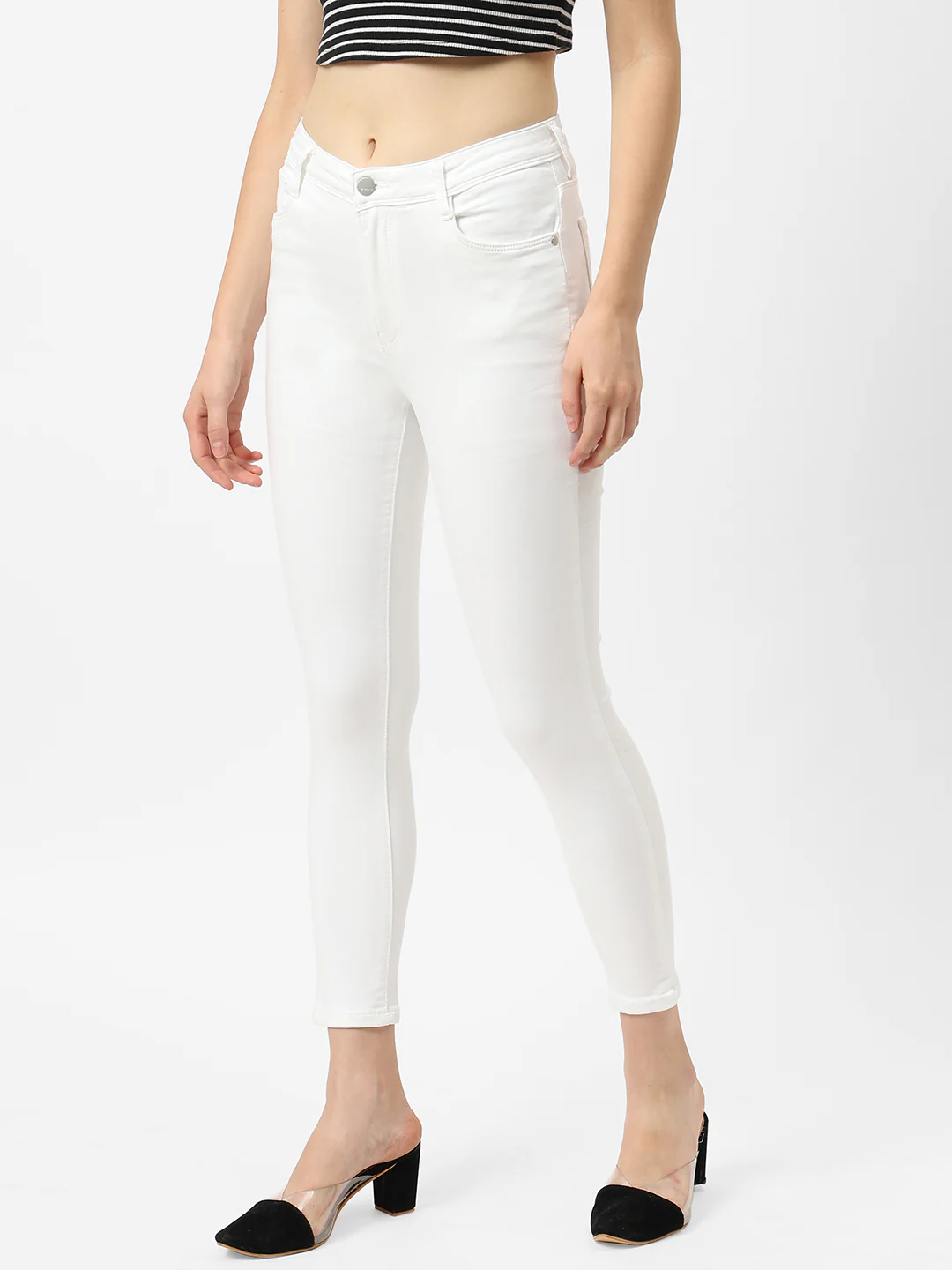 Women White High-Rise Skinny Jeans - Image 6