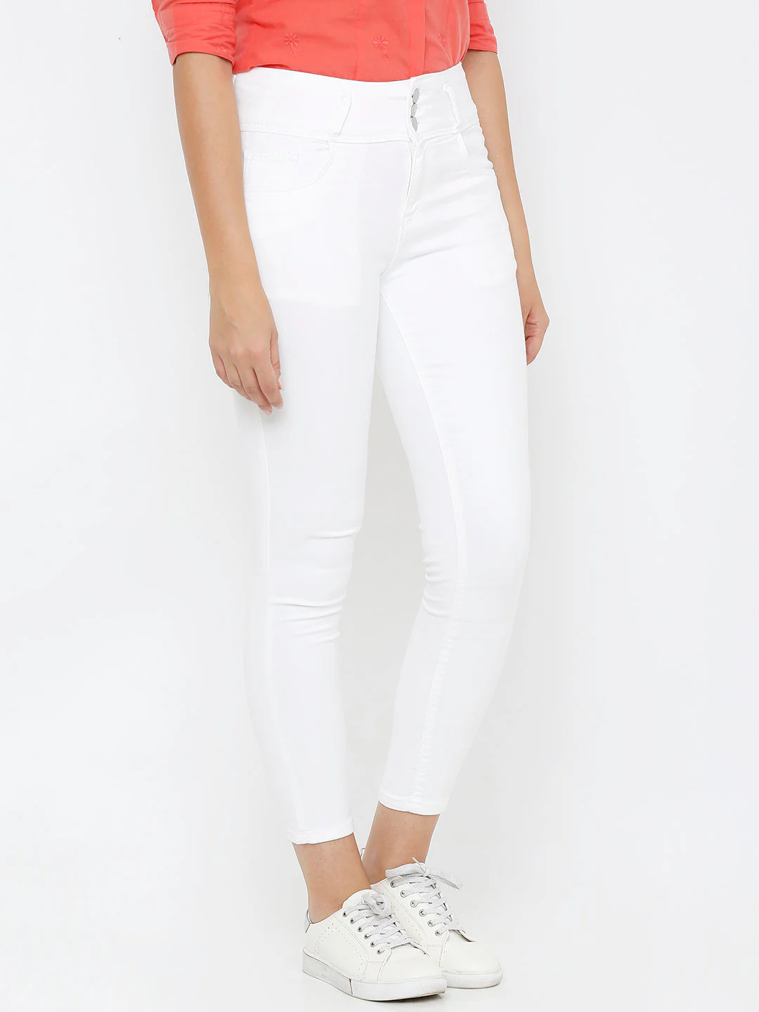 Women White High-Rise Skinny Jeans - Image 4
