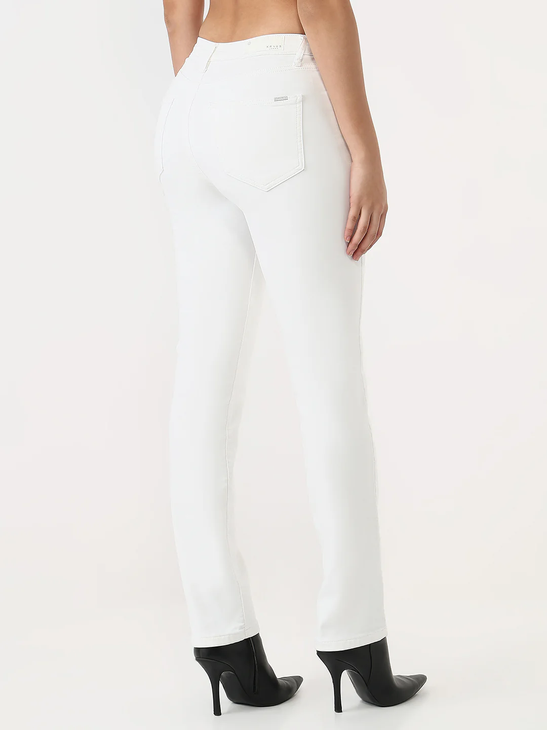 Women White High-Rise Slim Straight Fit Jeans - Image 3
