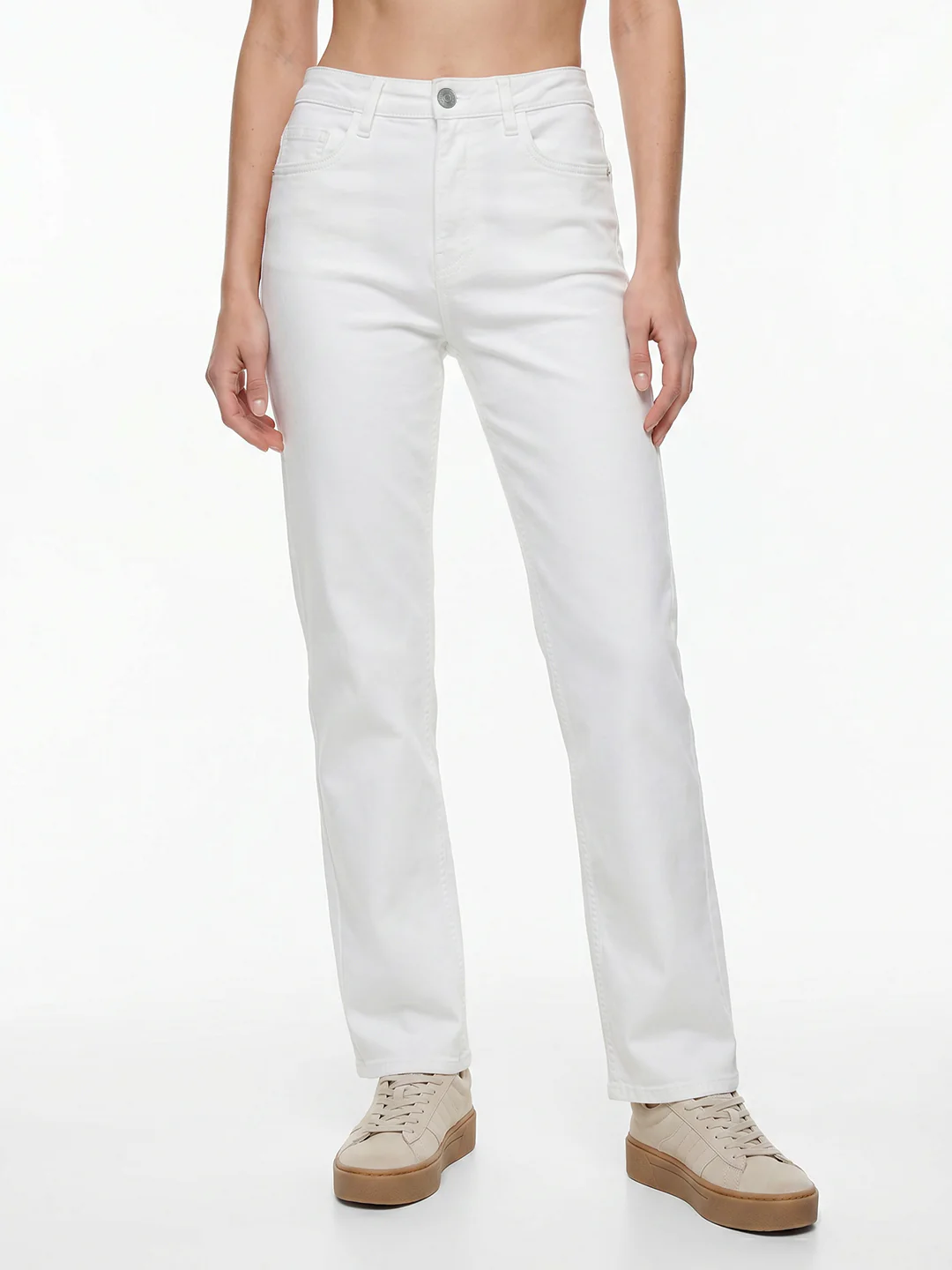 Women White High-Rise Straight Fit Jeans - Image 2