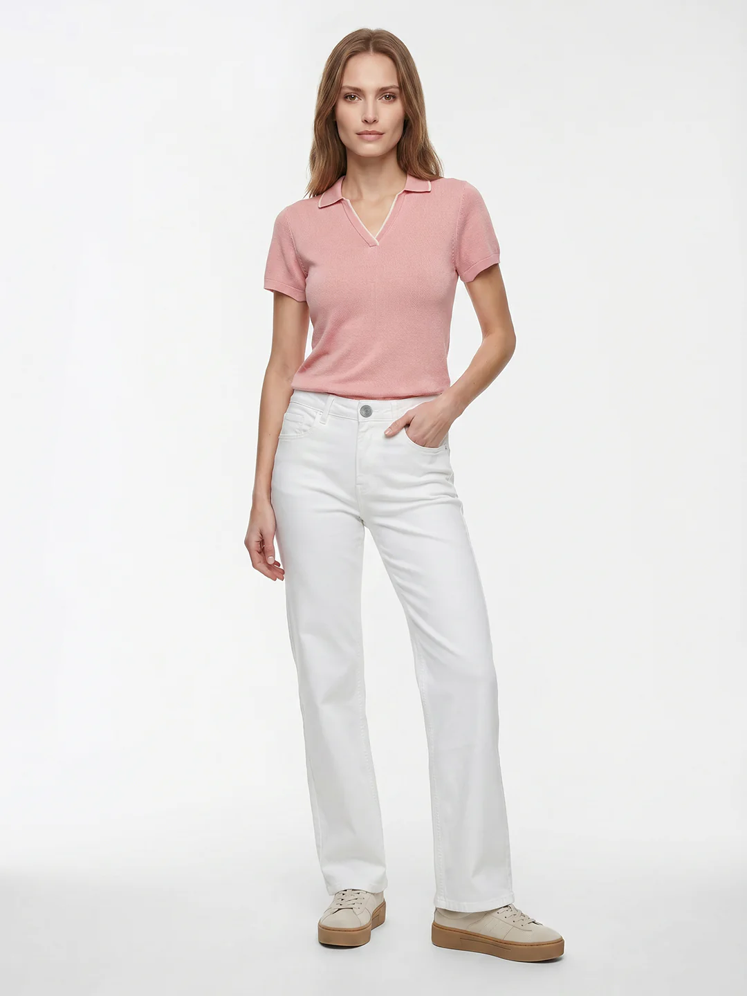 Women White High-Rise Straight Fit Jeans - Image 4
