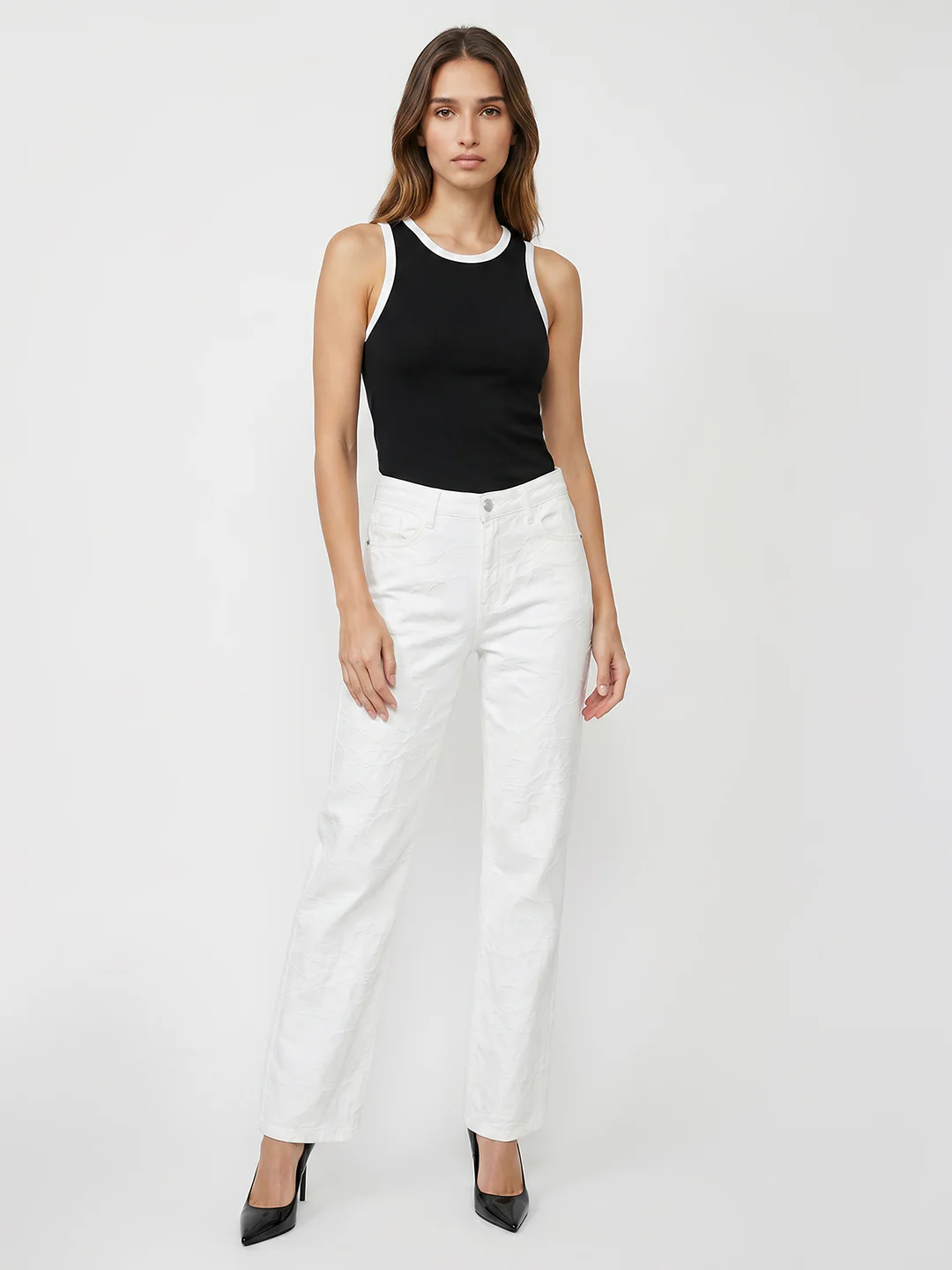 Women White High-Rise Straight Fit Jeans - Image 4