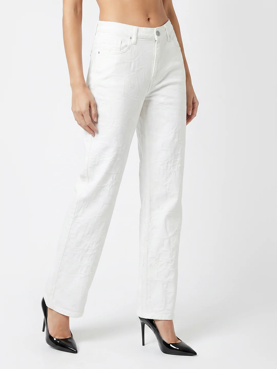 Women White High-Rise Straight Fit Jeans - Image 6