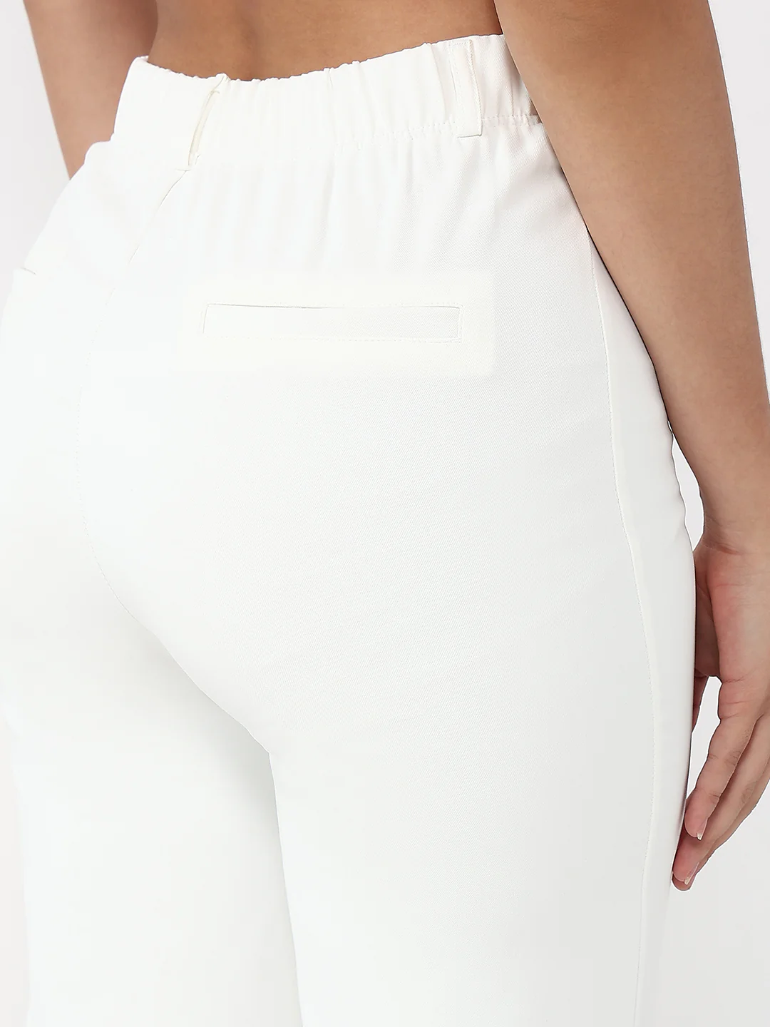 Women White High-Rise Straight Fit Korean Pants - Image 6