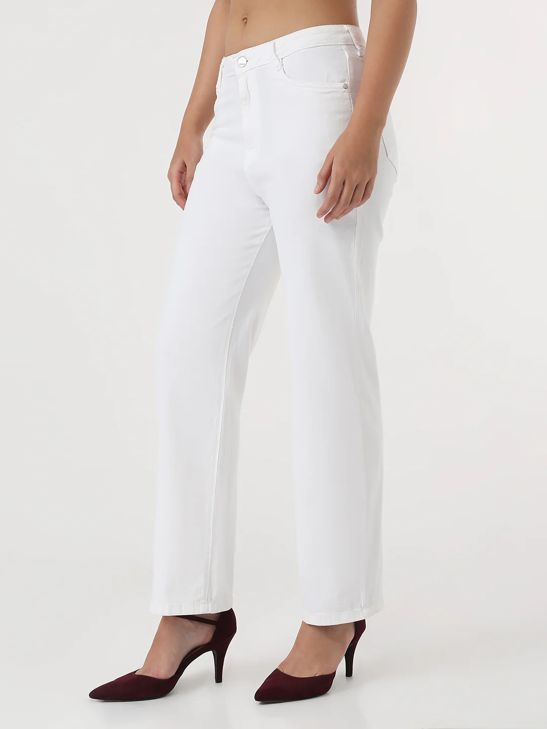 Women White High-Rise Straight Jeans - Image 4