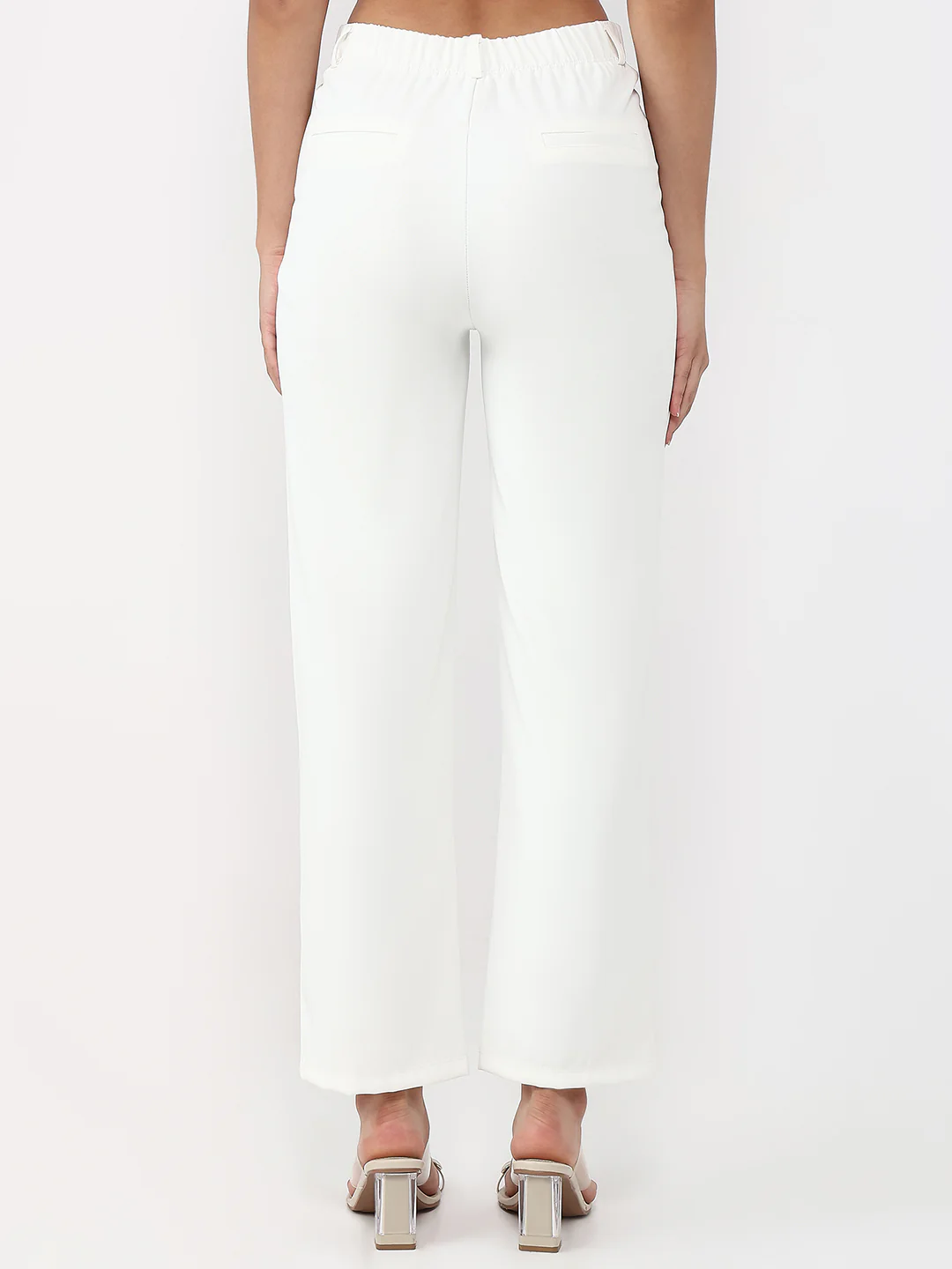 Women White High-Rise Straight Korean Pants - Image 3