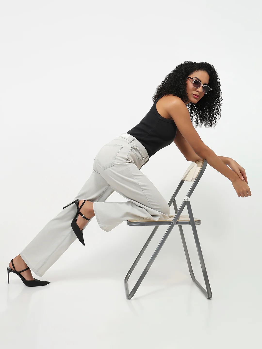 Women White High-Rise Wide Leg Jeans