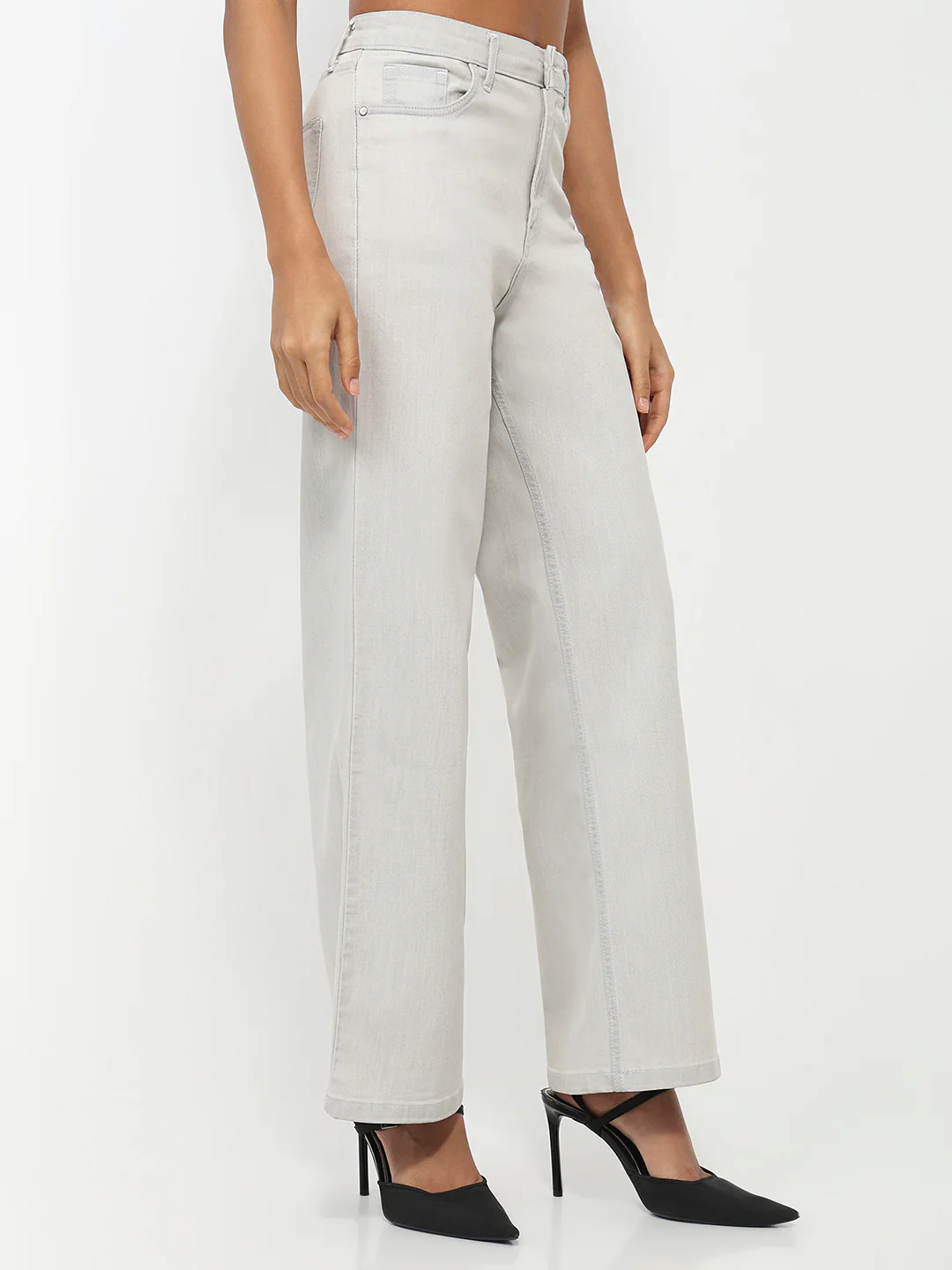 Women White High-Rise Wide Leg Jeans - Image 6