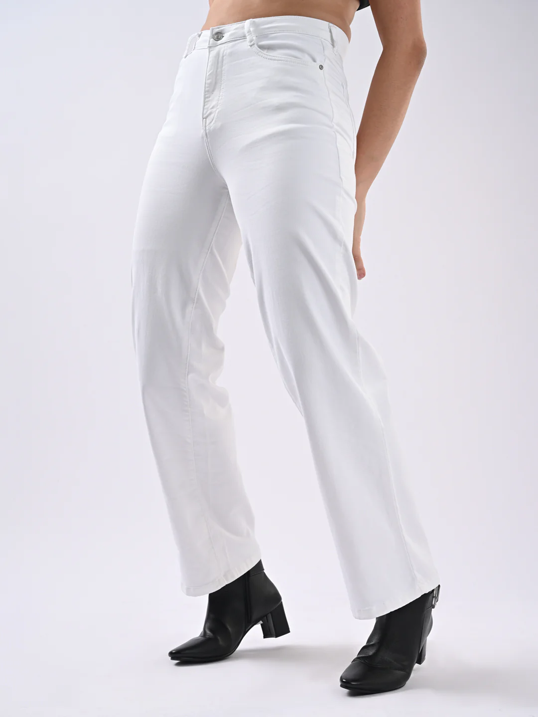 Women White High-Rise Wide Leg Jeans - Image 6