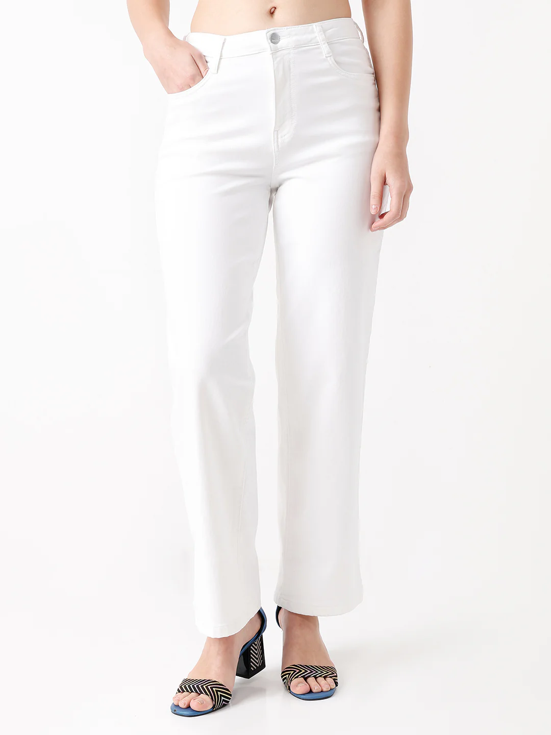 Women White High-Rise Wide Leg Jeans - Image 2