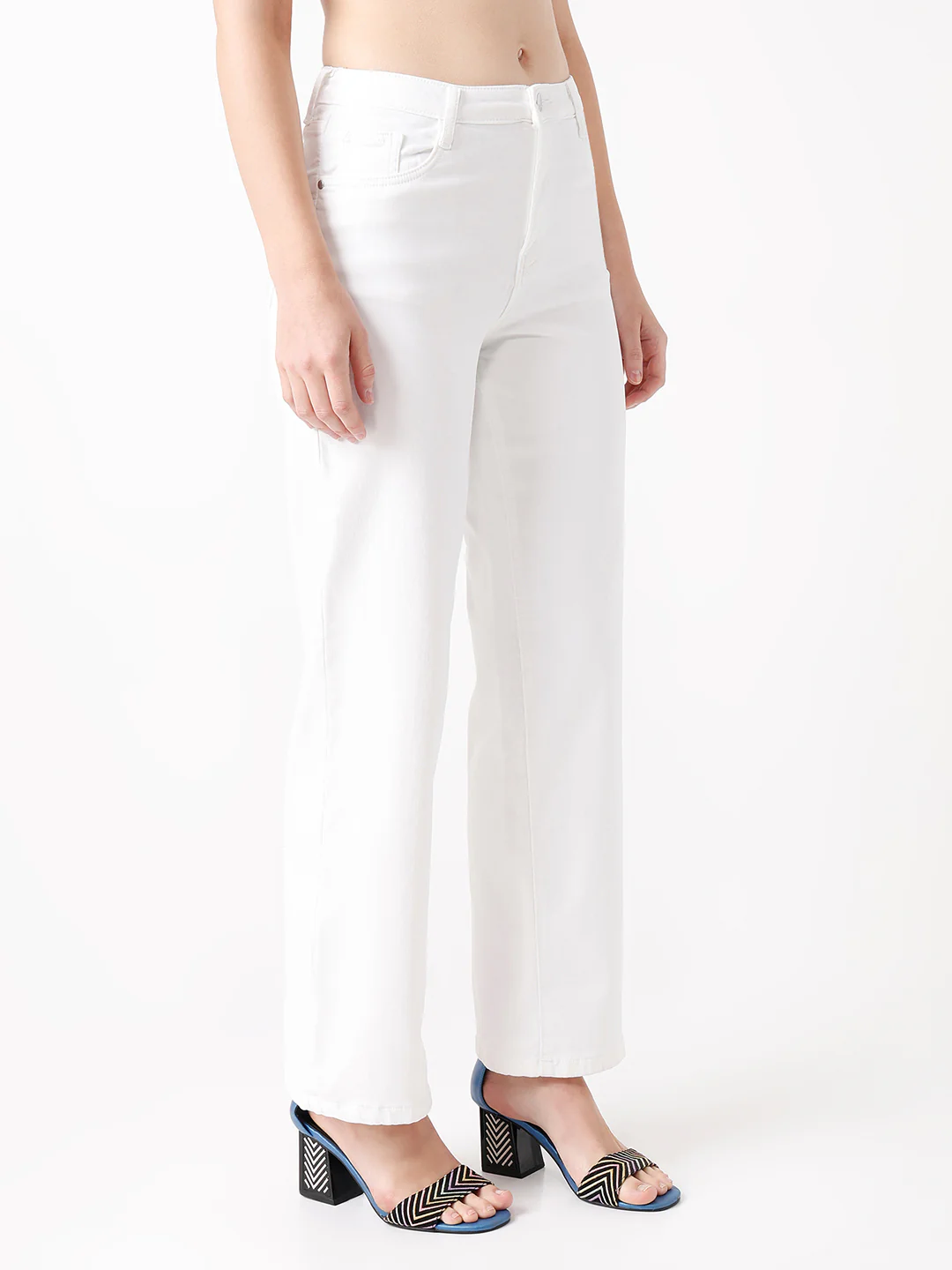 Women White High-Rise Wide Leg Jeans - Image 6