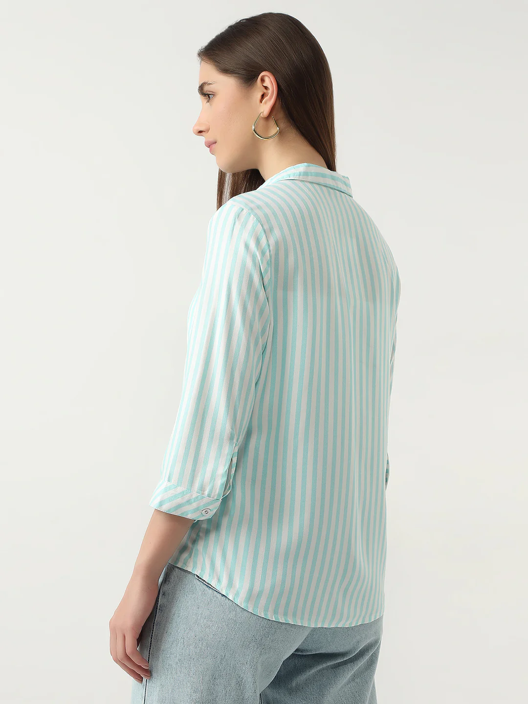 Women White/Marine Stripe Shirt - Image 3
