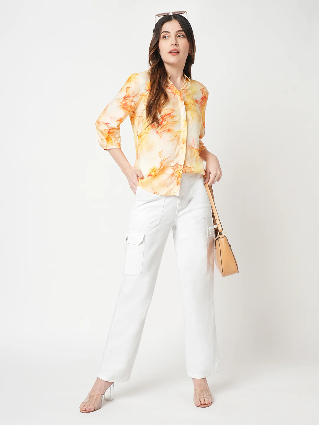 Women White Mid-Rise Cargo - Image 2