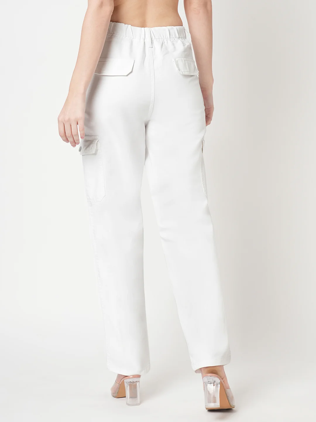 Women White Mid-Rise Cargo - Image 3