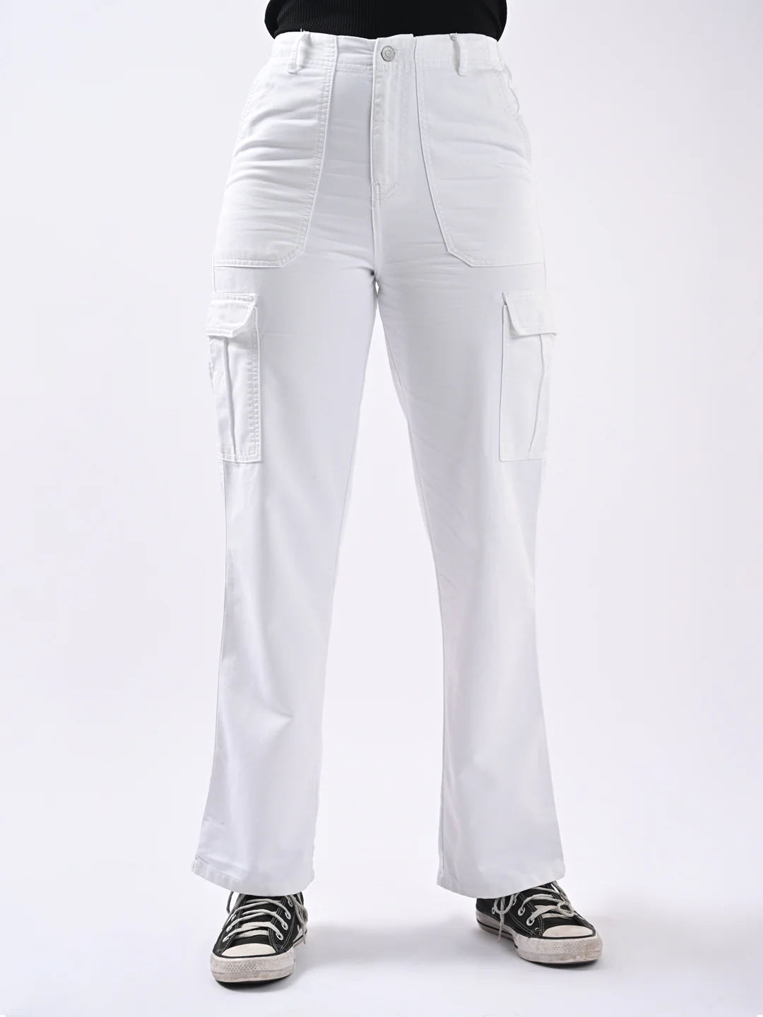 Women White Mid-Rise Cargo - Image 2