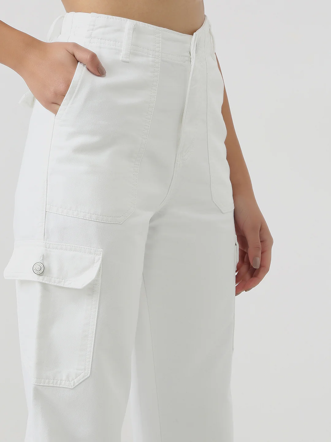 Women White Mid-Rise Cargo - Image 5