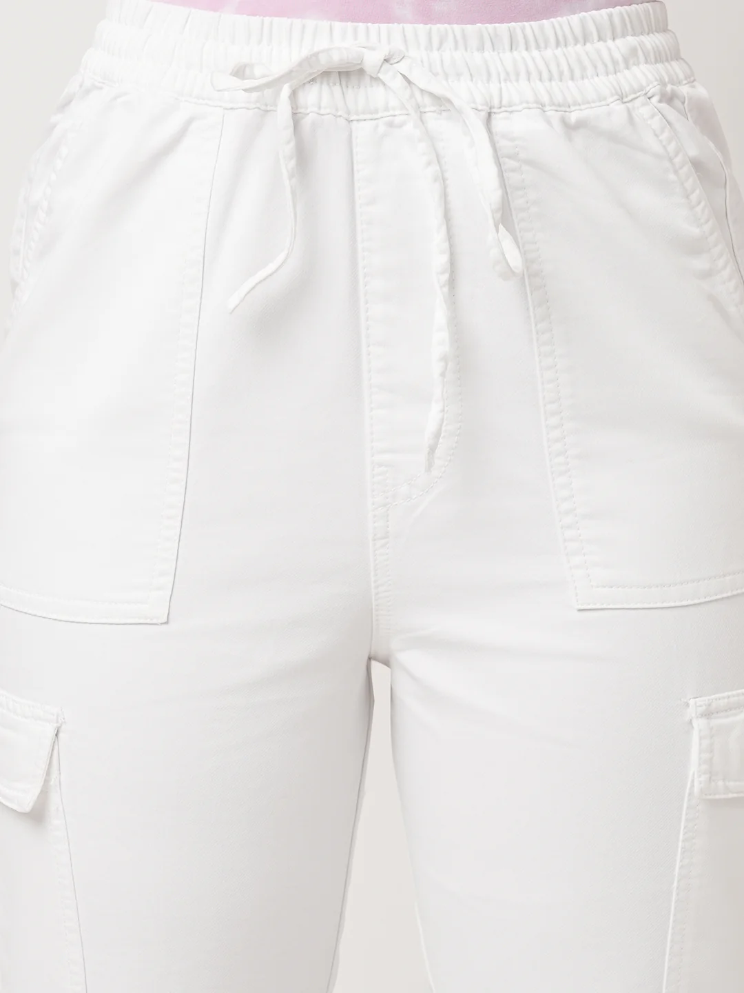 Women White Mid-Rise Joggers - Image 5
