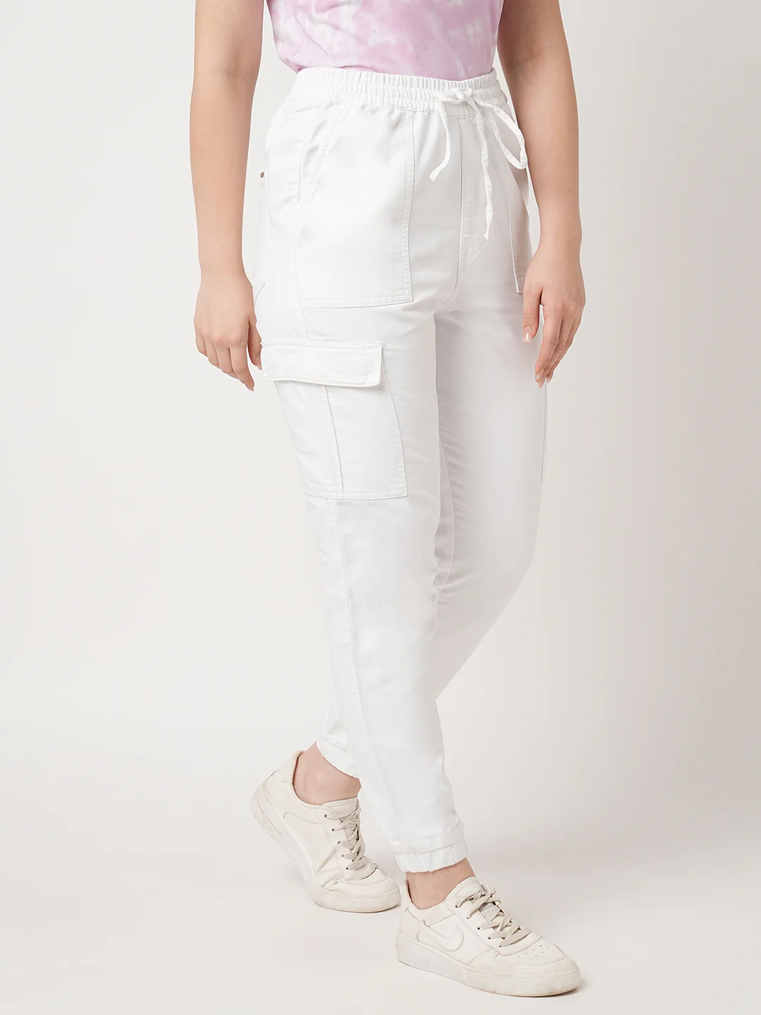 Women White Mid-Rise Joggers - Image 6