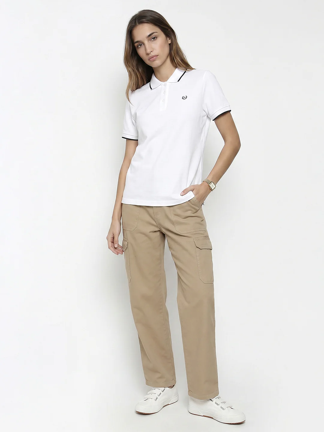 Women White Polo T-Shirt - Image 4