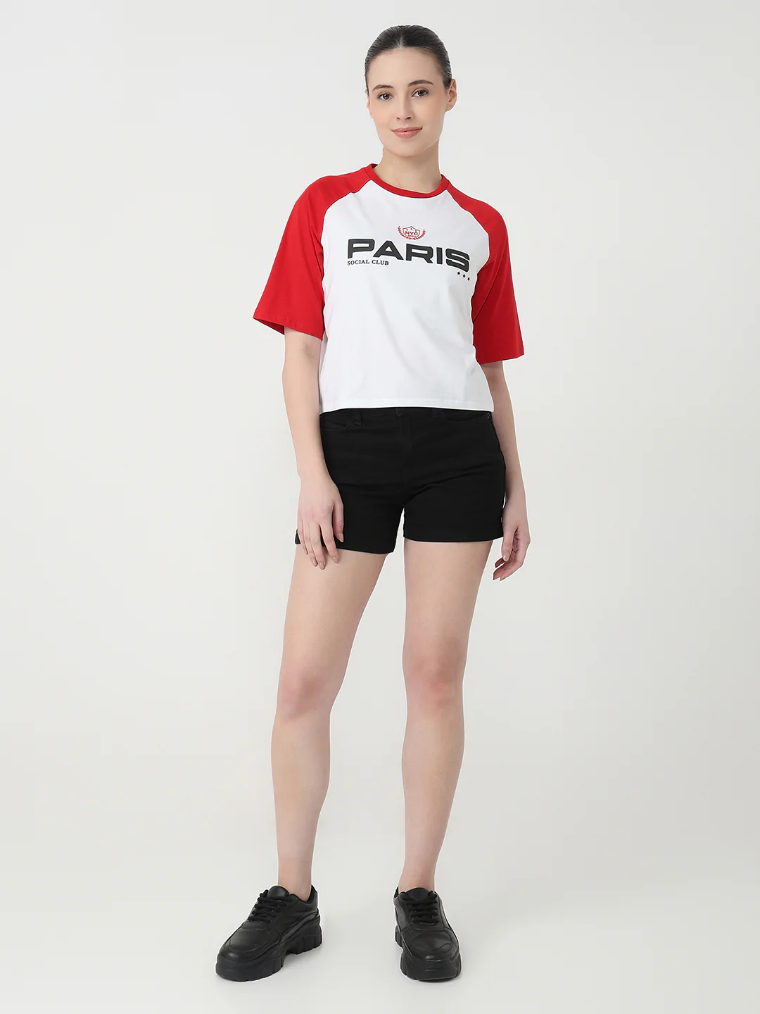 Women White/Red Graphic Crop T-Shirt - Image 4
