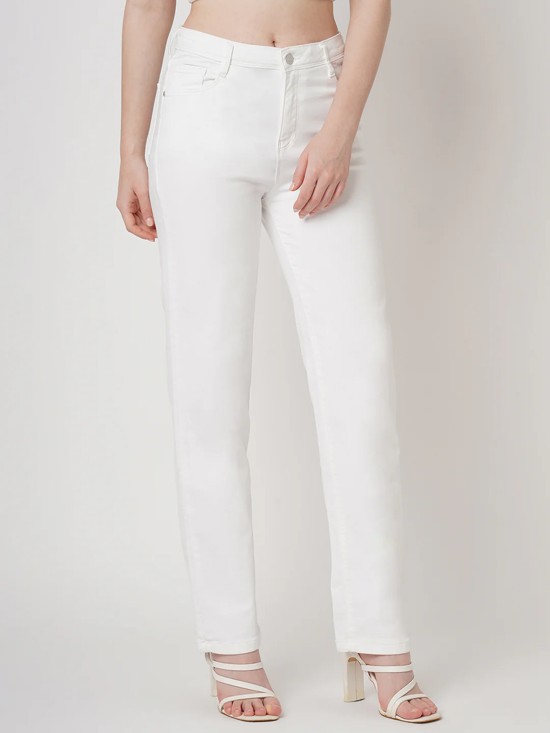 Women White Relax Straight Fit Jeans - Image 5