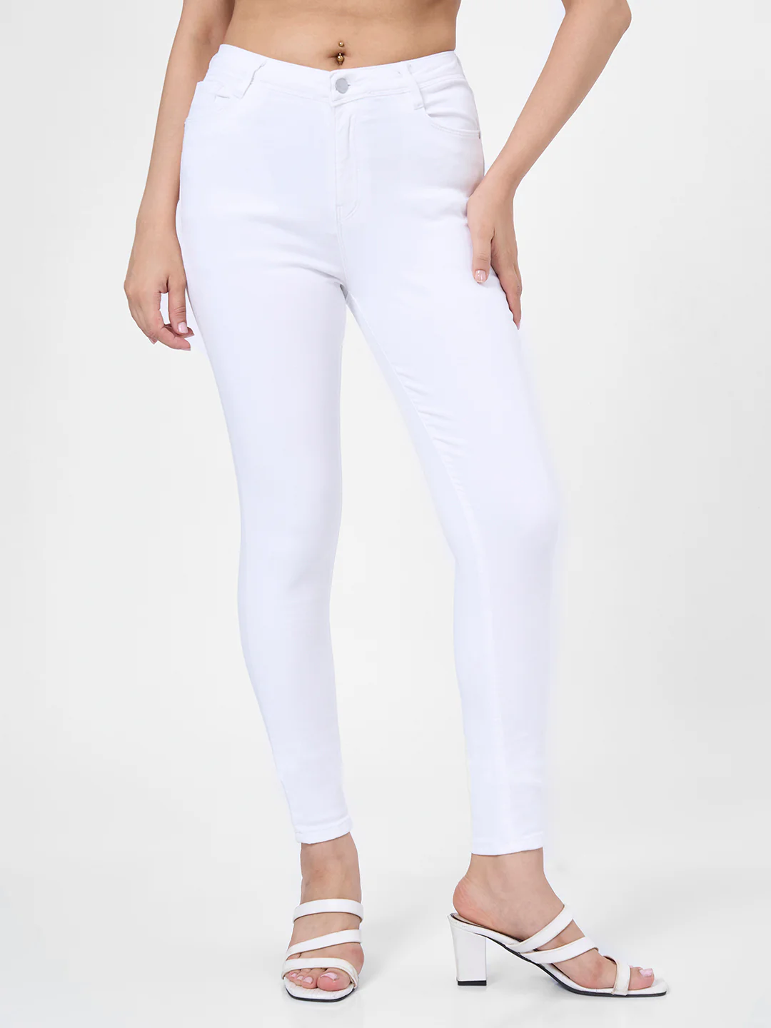 Women White Sky High Skinny Jeans - Image 2
