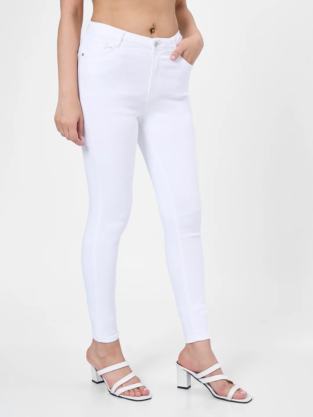 Women White Sky High Skinny Jeans - Image 6