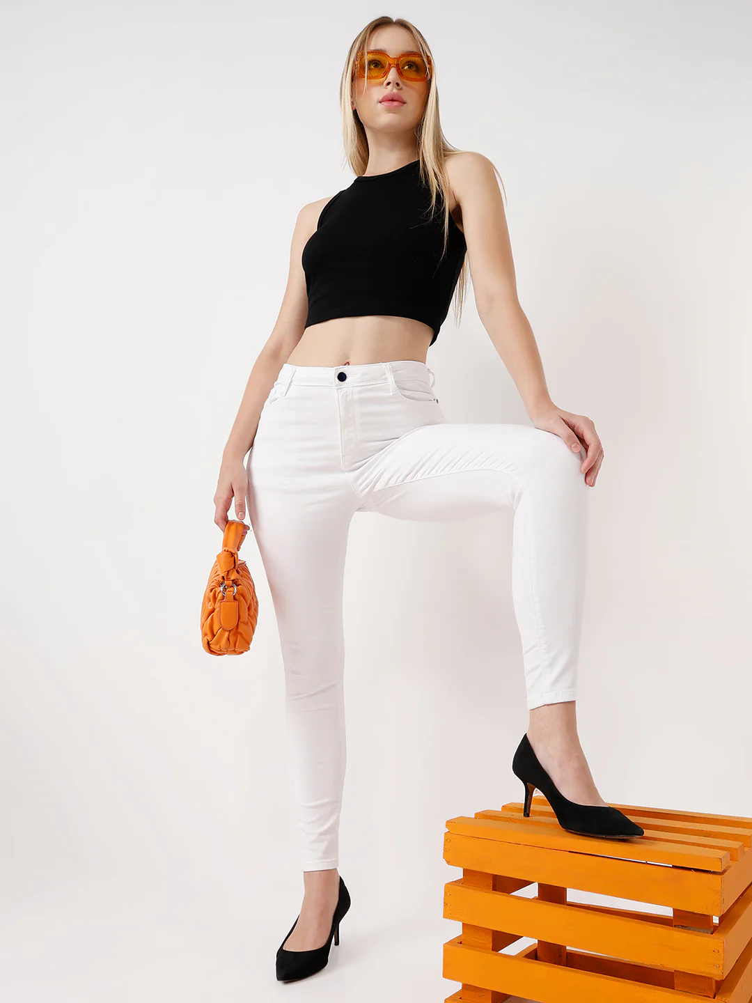 Women White Sky High Skinny Jeans