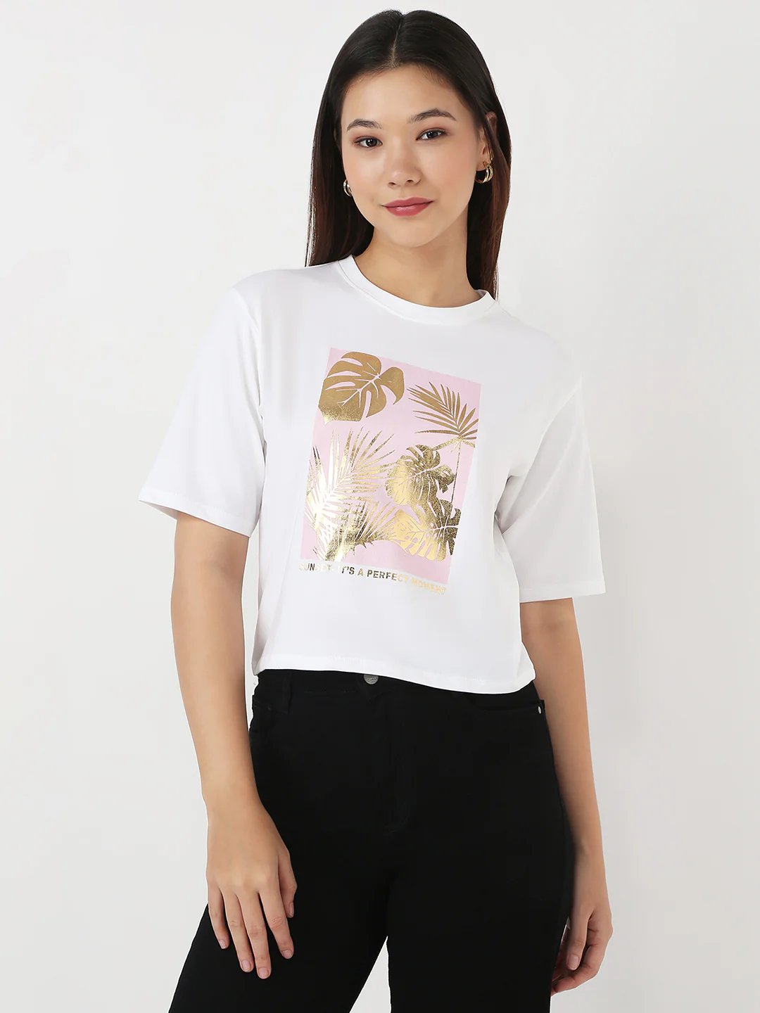 Women White Slim Boxy T-Shirt