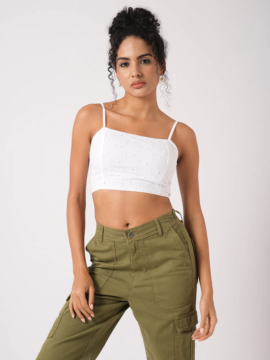 Women White Slim Fit Bustier Top