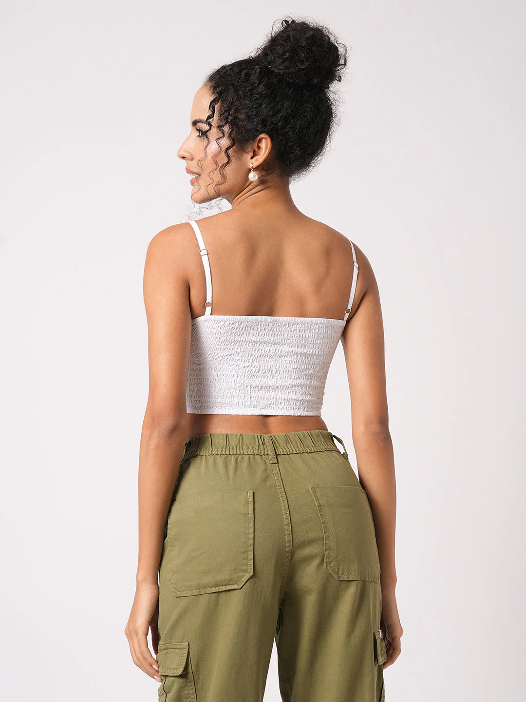 Women White Slim Fit Bustier Top - Image 3