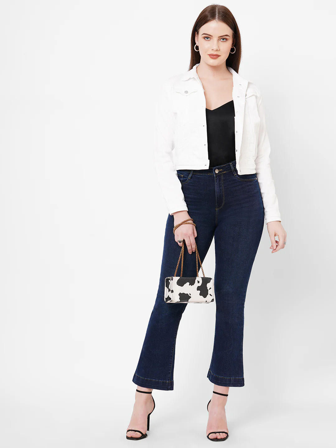Women White Slim Fit Denim Jacket - Image 4