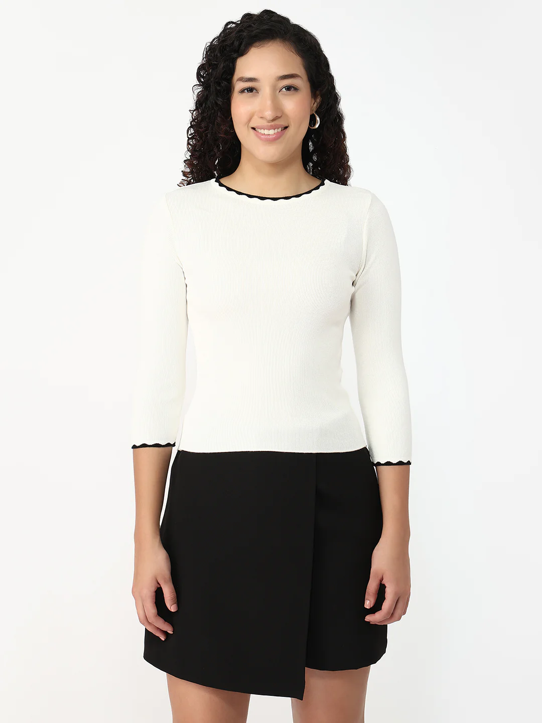 Women White Slim Fit Flat Knit - Image 2