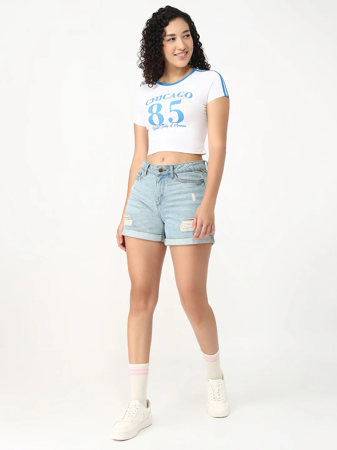 Women White Slim Fit Genz Tees - Image 4