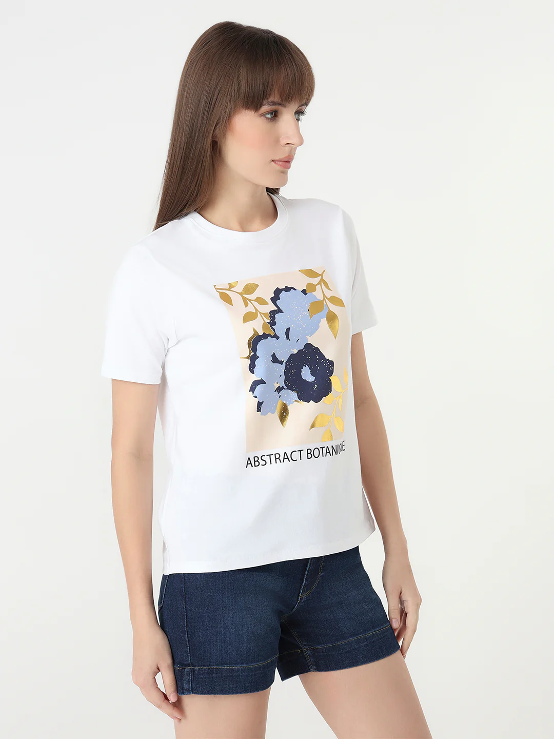 Women White Slim Fit Graphic T-Shirt - Image 5