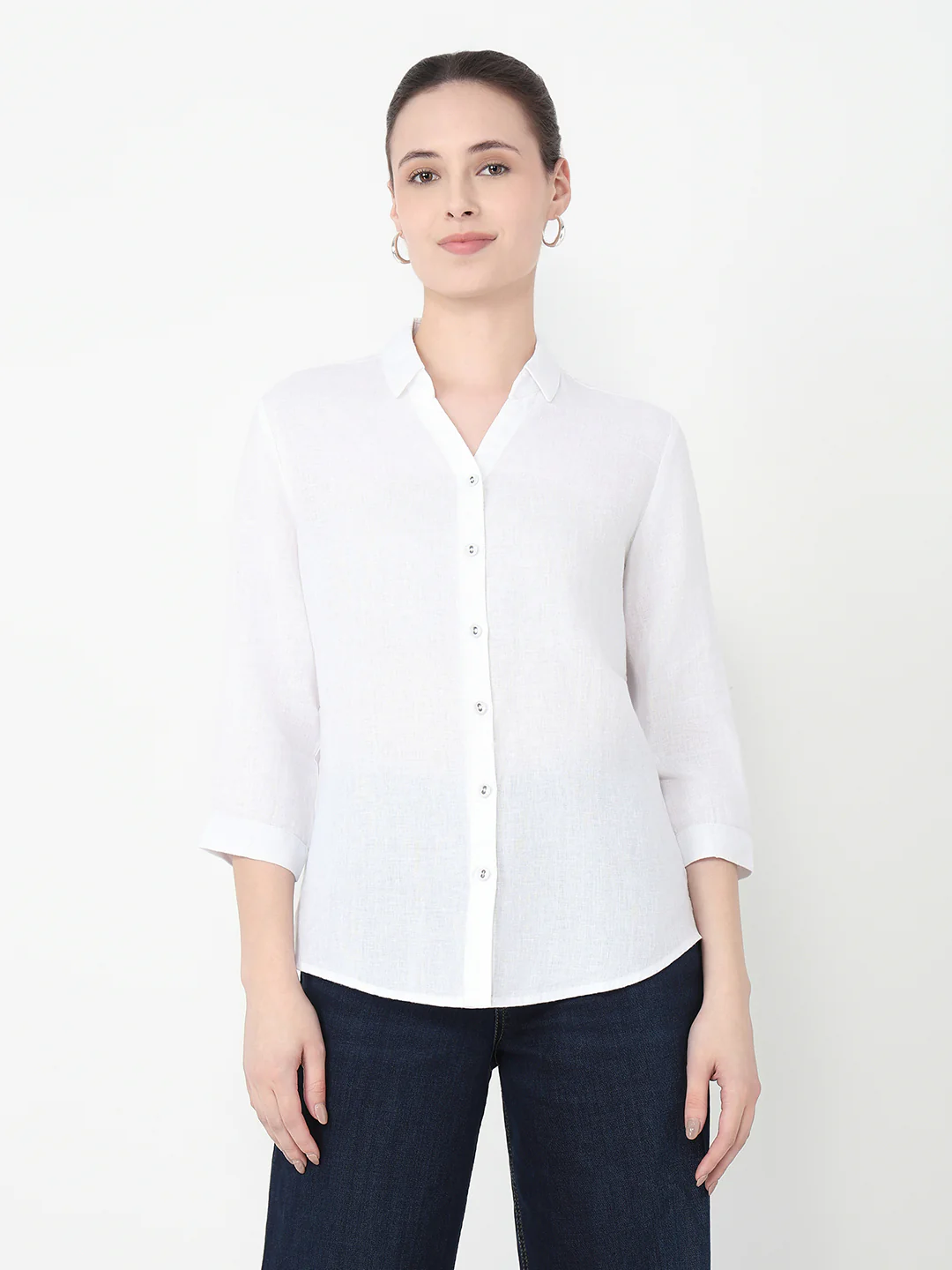 Women White Slim Fit Shirt - Image 2