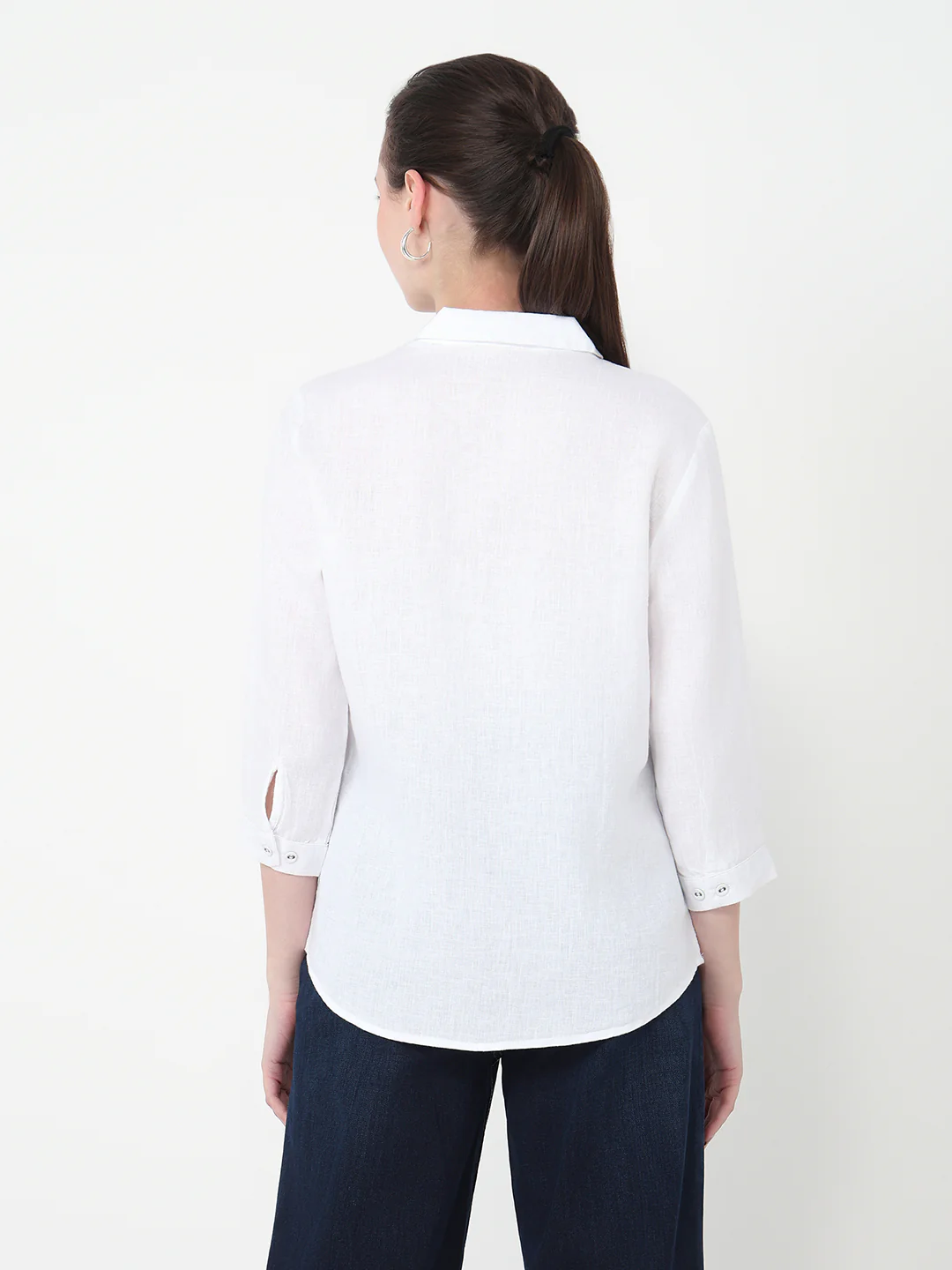 Women White Slim Fit Shirt - Image 3