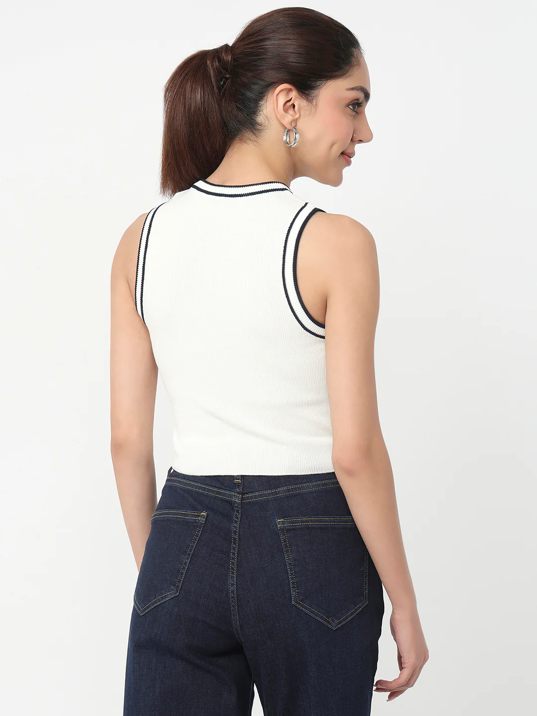 Women White Slim Flat Knit - Image 3