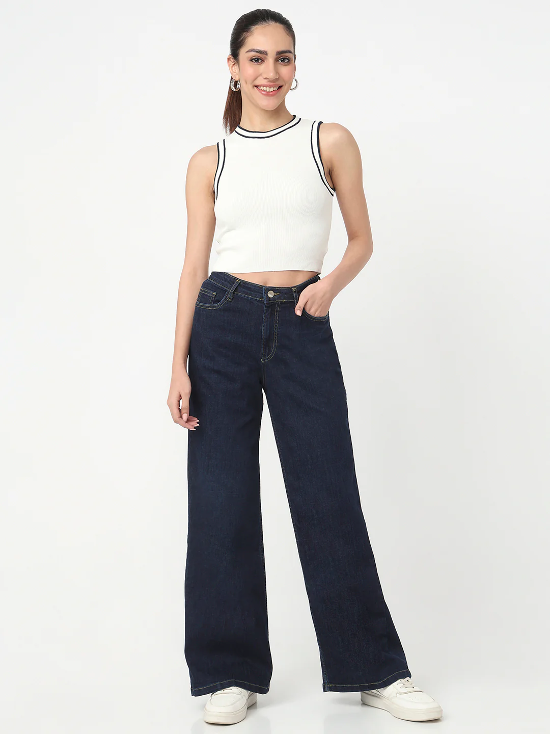 Women White Slim Flat Knit - Image 4
