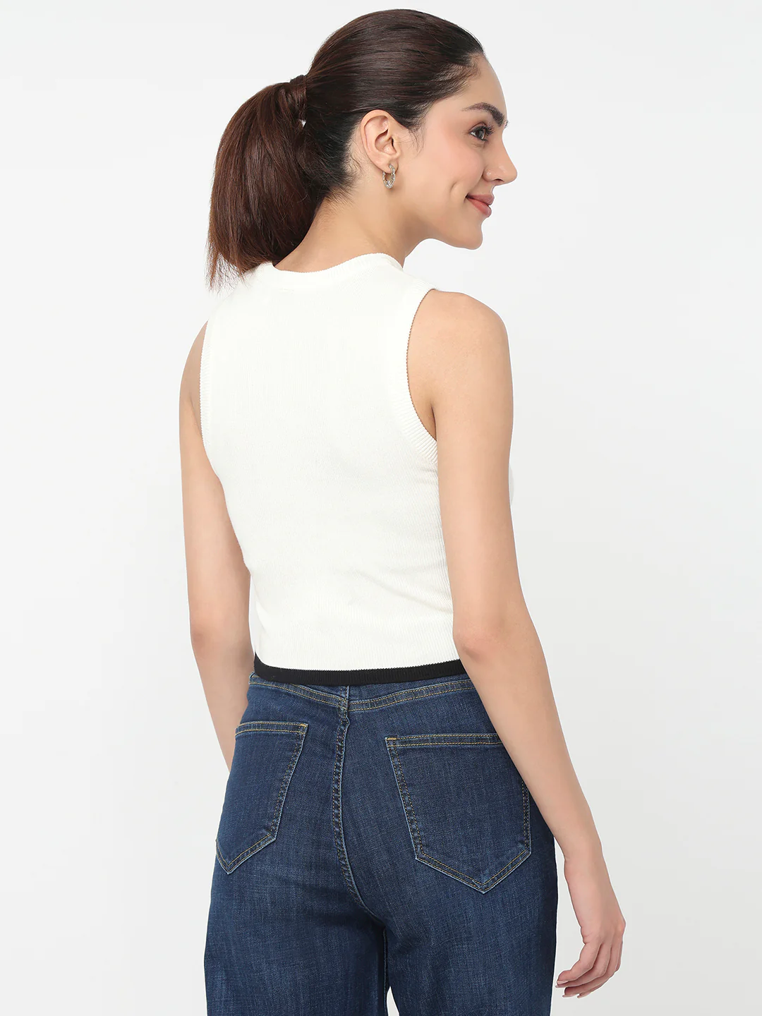 Women White Slim Flat Knit - Image 3