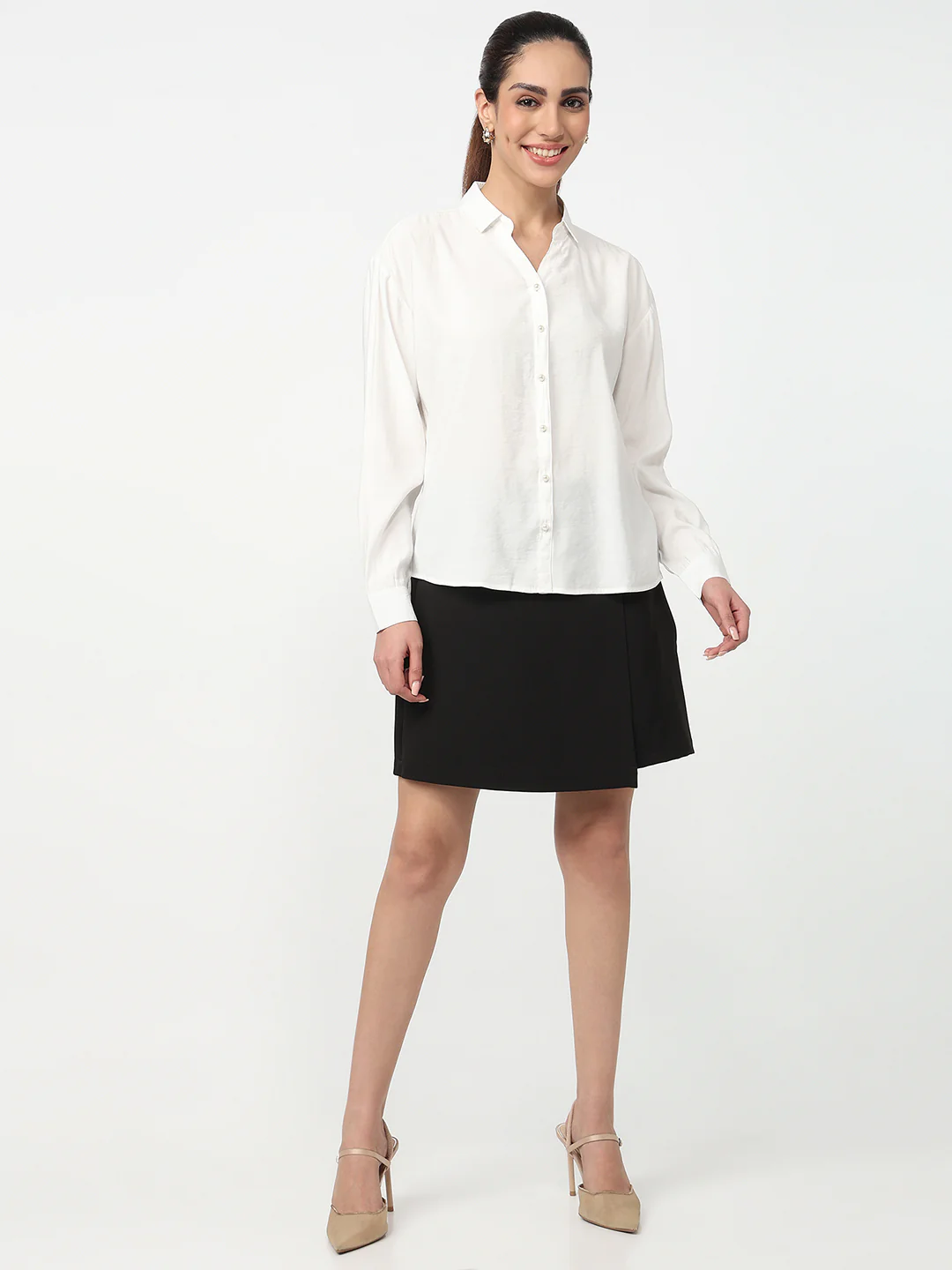 Women White Slim Shirt - Image 4
